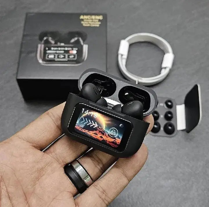 A9 Pro Touch Screen AirPods Pro 2 - ANC + LED Display + Wireless Charging Case
