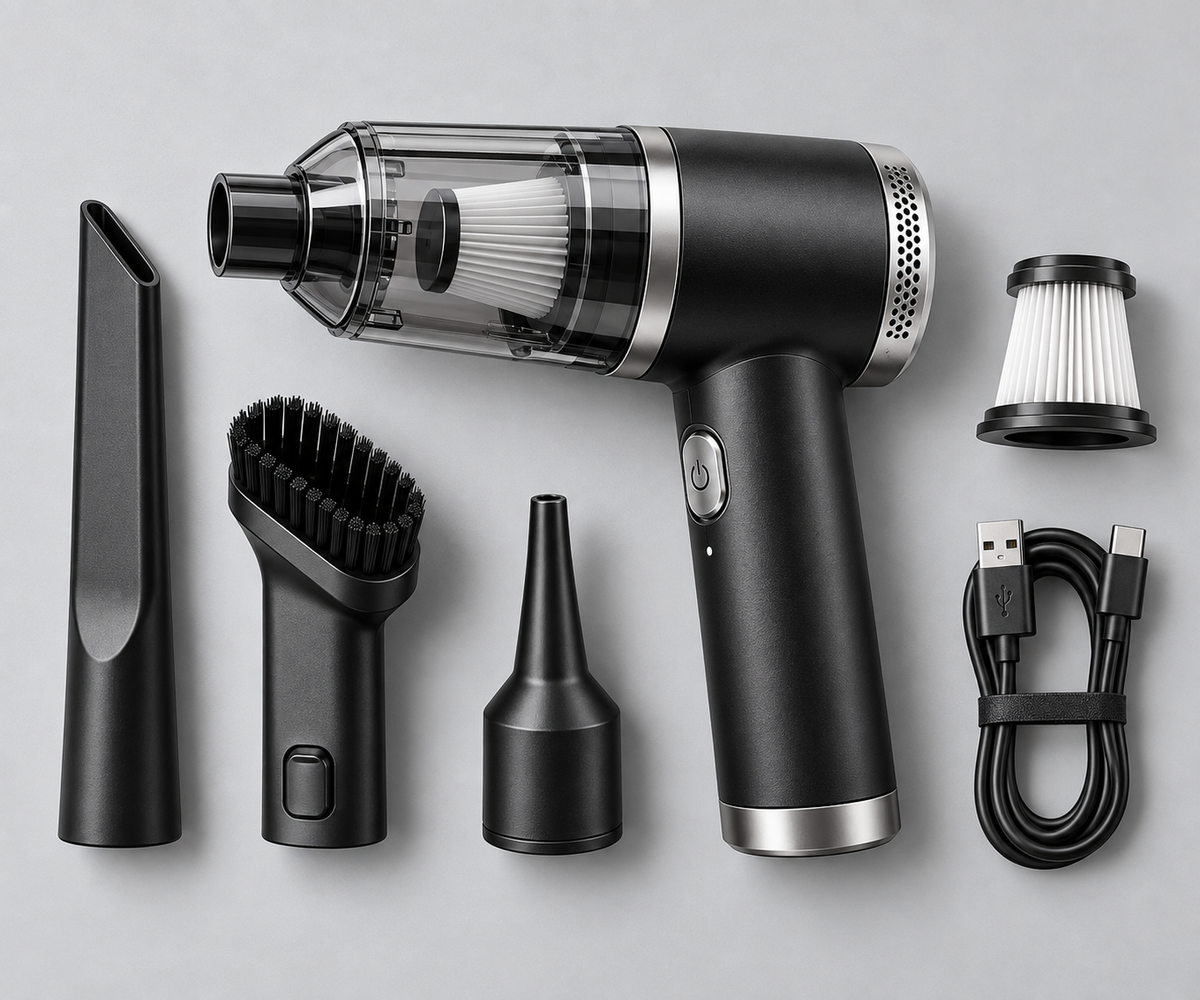 Portable 3-in-1 Wireless Car & Home Vacuum Cleaner (Rechargeable Blower & Duster)